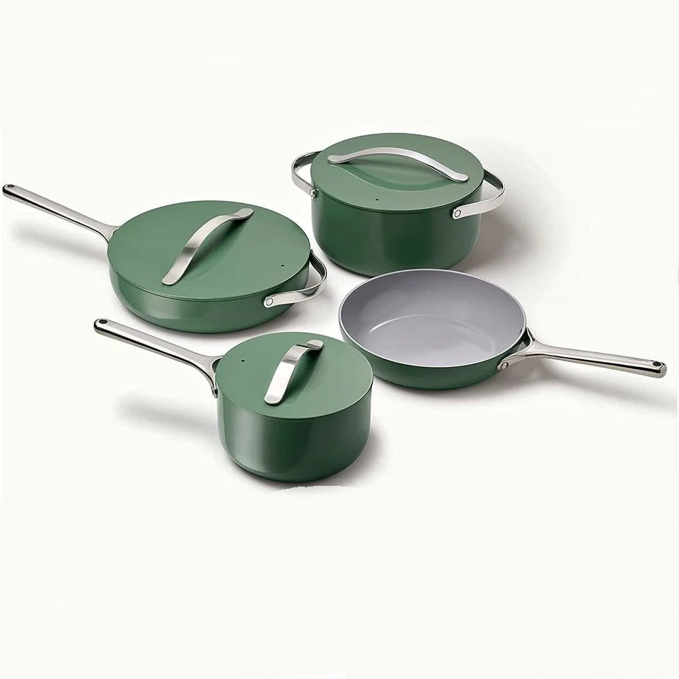 Carawayhome Nonstick Ceramic Cookware Set Pots Pans Lids and Kitchen Storage Non Toxic PTFE & PFOA Free Oven Safe