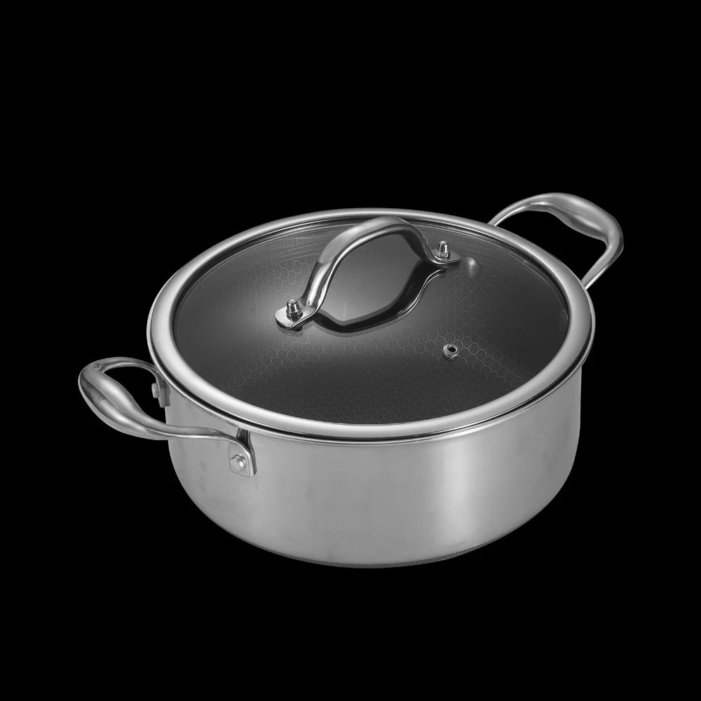 20 Pc Hybrid Cookware Set W/ Lids Stainless Steel Wok Kitchenware 3-ply Hex Stainless Steel Clod Honeycomb Pots Pans Set