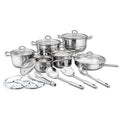 In Stock Eco-Friendly Sustainable 18Pcs Stainless Steel Iron Kitchen Cookware Set Cooking Pots Pans Glass Lid Kitchen