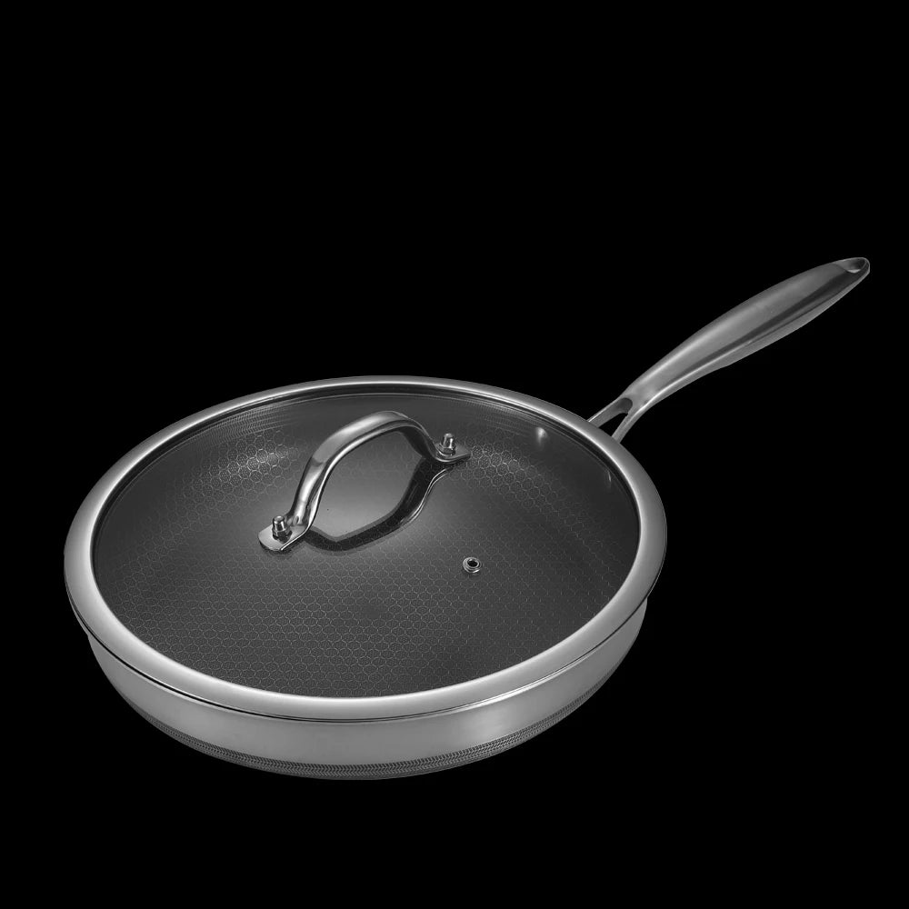 20 Pc Hybrid Cookware Set W/ Lids Stainless Steel Wok Kitchenware 3-ply Hex Stainless Steel Clod Honeycomb Pots Pans Set