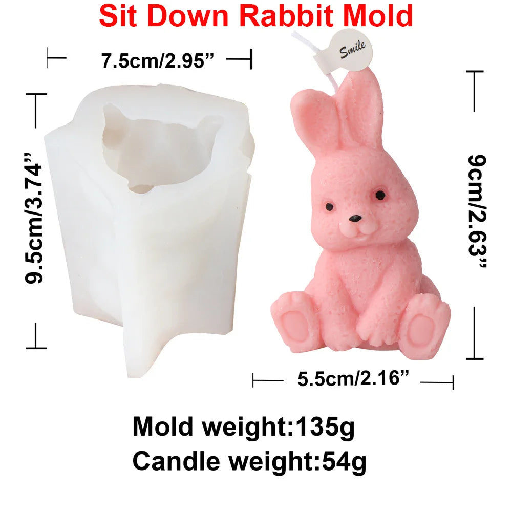 1pc, Easter Bunny Aromatherapy Candle Silicone Mold Rebirth Rabbit Gypsum Ornament Egg Shell Rabbit Resin Handmade Soap Mold