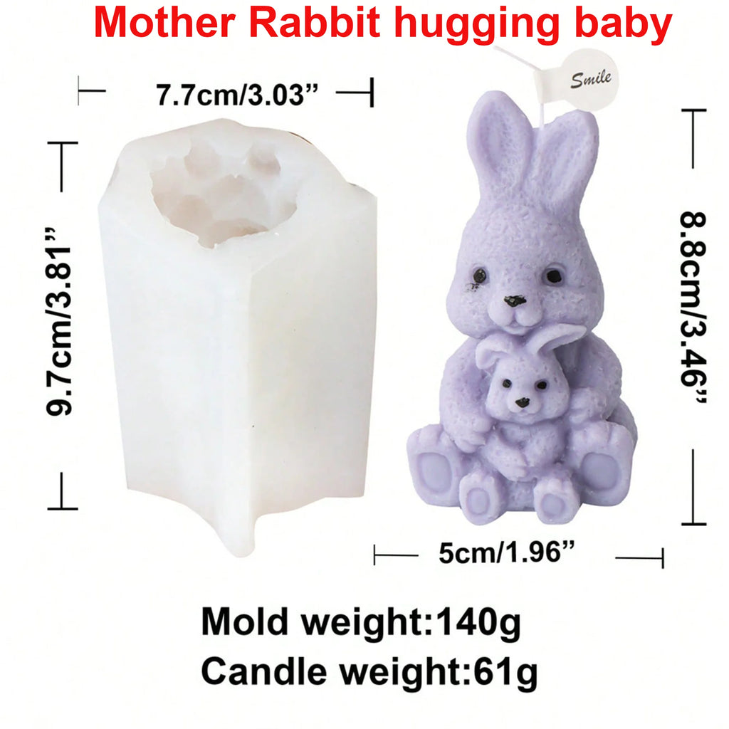 1pc, Easter Bunny Aromatherapy Candle Silicone Mold Rebirth Rabbit Gypsum Ornament Egg Shell Rabbit Resin Handmade Soap Mold