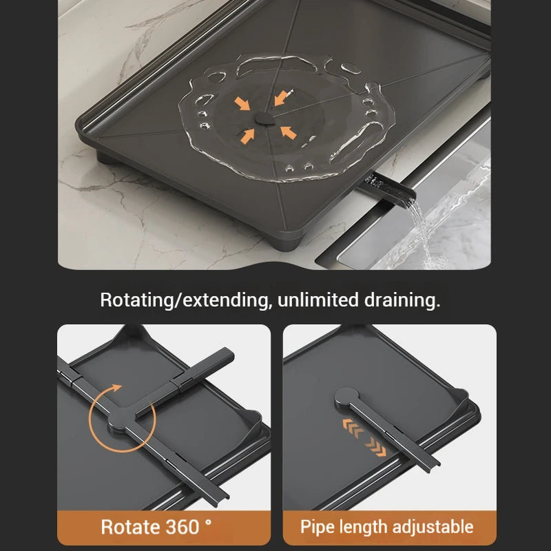 Adjustable Stainless Steel Dish Rack – Over Sink Plate Drainer with Drainboard, 304 Grade