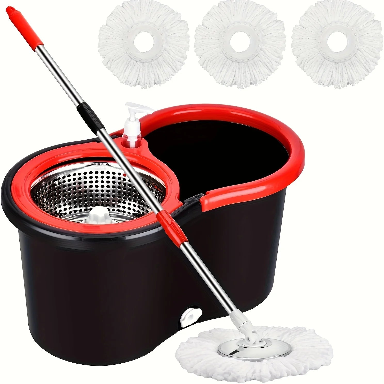 Heavy‑Duty Spin Mop & Bucket System – 360° Rotating Floor Cleaner with Adjustable Handle & 3 Mop Heads