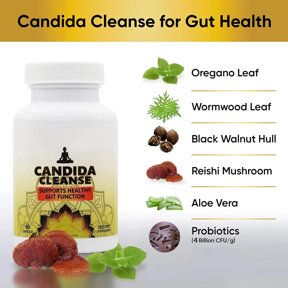 Candida Cleanse Detox Supplement for Men & Women , Candida Balance Candida Overgrowth Digestive Pills Reduces Fungus & Parasites