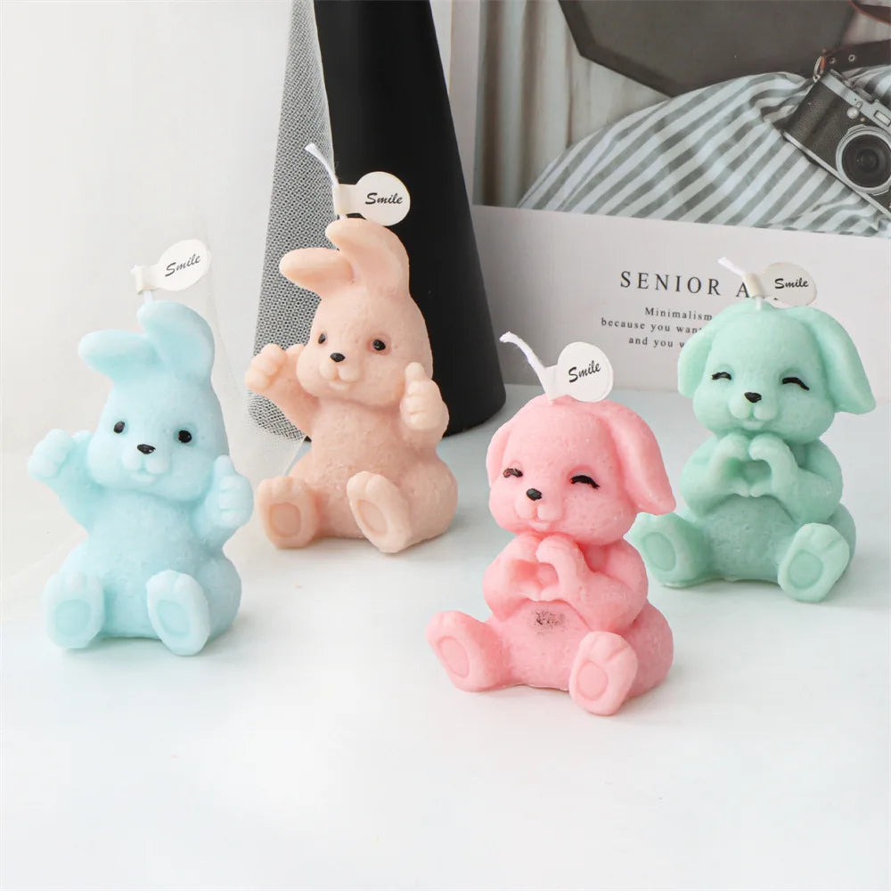 1pc, Easter Bunny Aromatherapy Candle Silicone Mold Rebirth Rabbit Gypsum Ornament Egg Shell Rabbit Resin Handmade Soap Mold