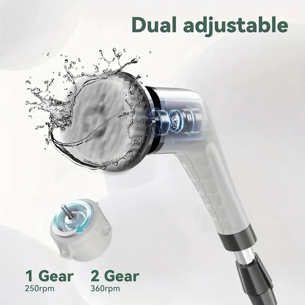 9-in-1 USB Rechargeable Electric Cleaning Brush Telescopic Handle 8 Brush Heads Multi-Surface Cleaner for Home Car