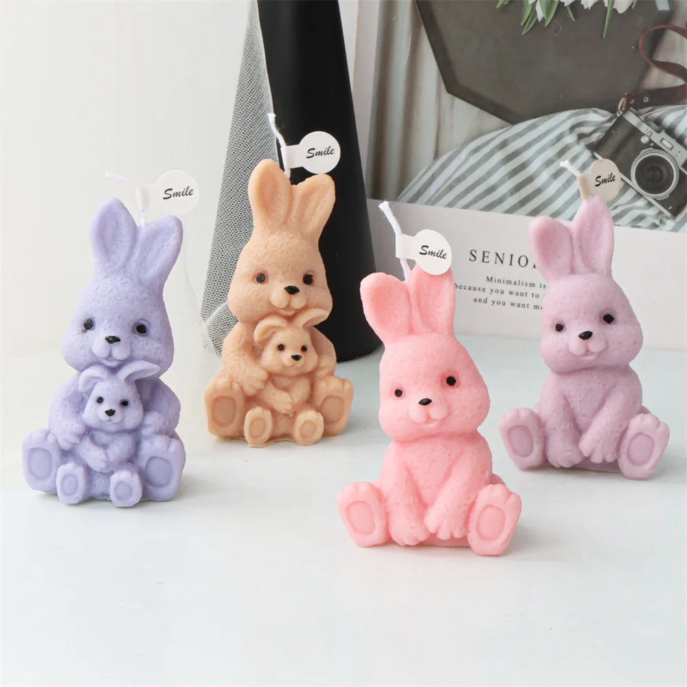 1pc, Easter Bunny Aromatherapy Candle Silicone Mold Rebirth Rabbit Gypsum Ornament Egg Shell Rabbit Resin Handmade Soap Mold