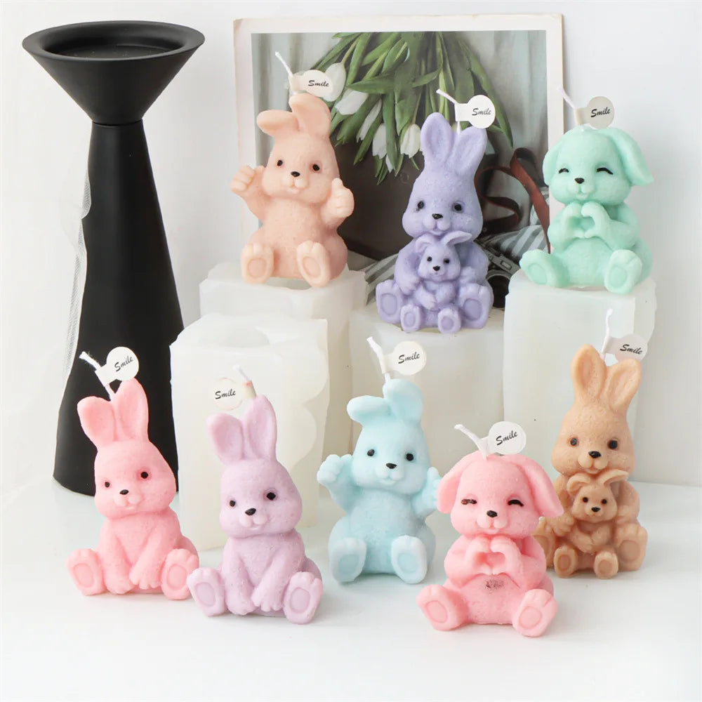 1pc, Easter Bunny Aromatherapy Candle Silicone Mold Rebirth Rabbit Gypsum Ornament Egg Shell Rabbit Resin Handmade Soap Mold