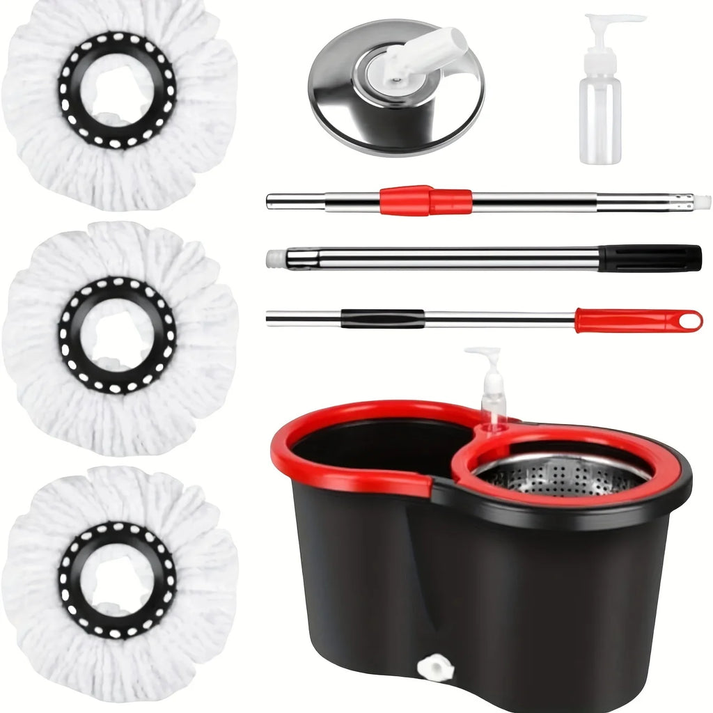 Heavy‑Duty Spin Mop & Bucket System – 360° Rotating Floor Cleaner with Adjustable Handle & 3 Mop Heads