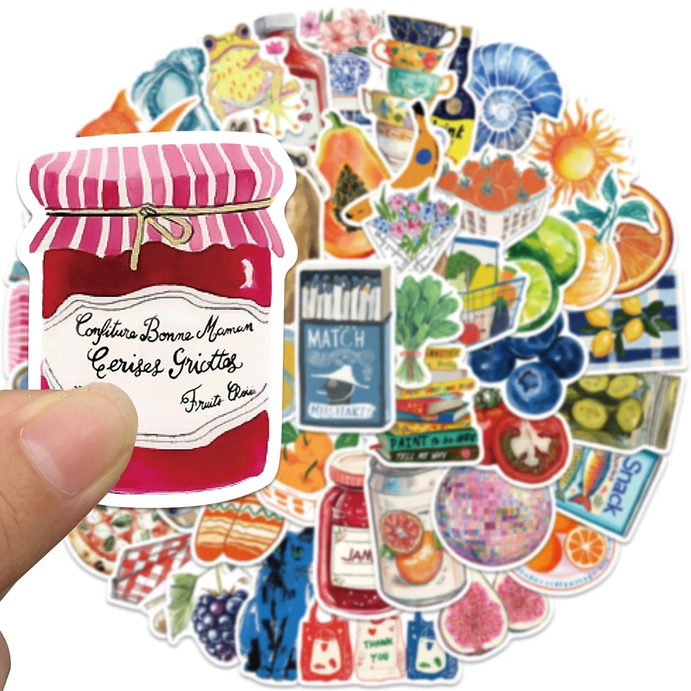 50pcs Vintage Painting Stickers Art Stickers Cartoon Graffiti Decal DIY Scrapbook Journal Luggage Skateboard Decorative Stickers